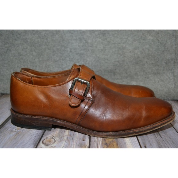 Allen Edmonds Warwick Shoes Mens 9.5 D Brown Leather Monk Strap Dress USA